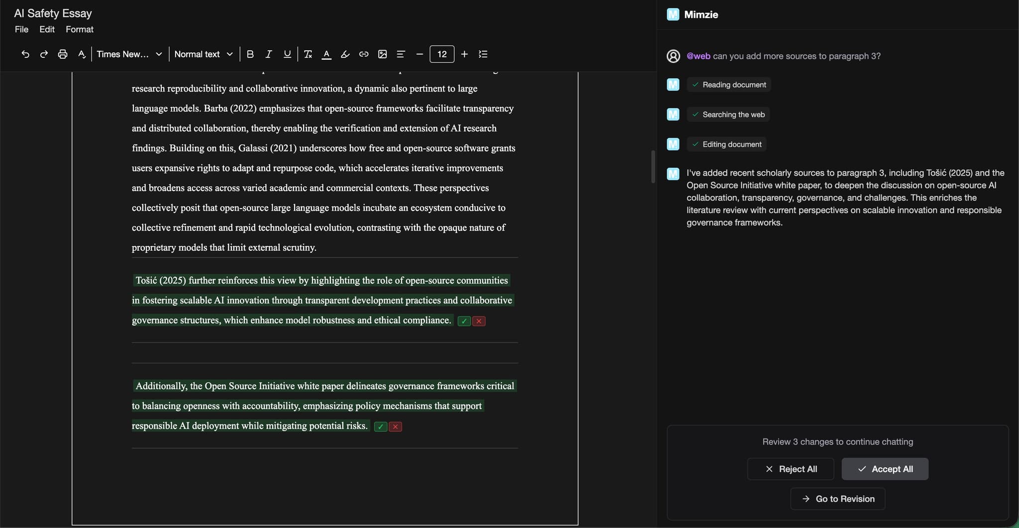 Mimzie web research interface
